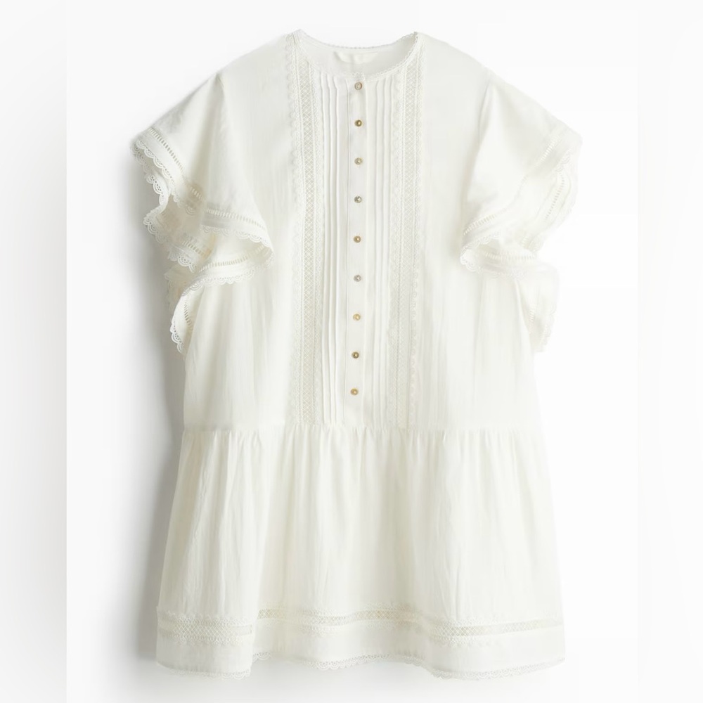 H&M Cream Button-Front Mini Dress